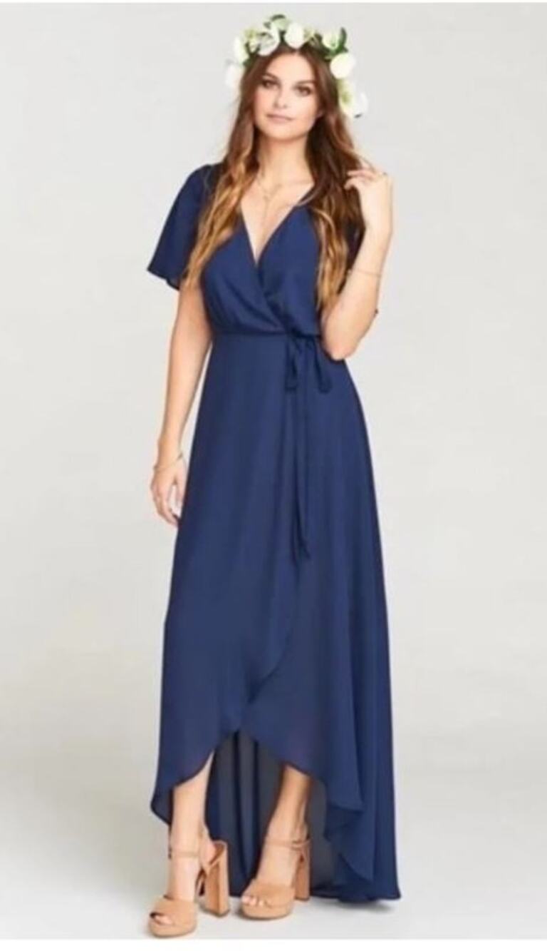Show Me Your Mumu Sophia Wrap Maxi Dress Rich Navy Women's Small